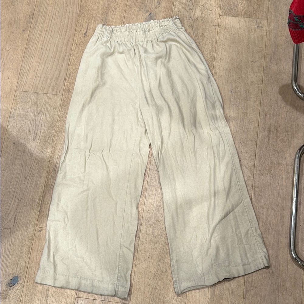 Sportsgirl Beige linen blend wide legged pants size 10